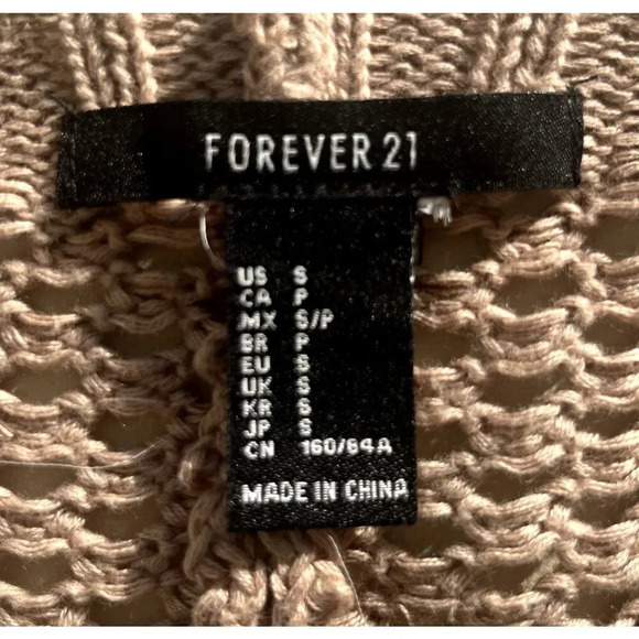 Forever 21 Open Weave Tan Cocoon Cardigan Sweater S - Picture 4 of 4